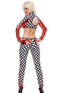 Racing costume with checkered pants